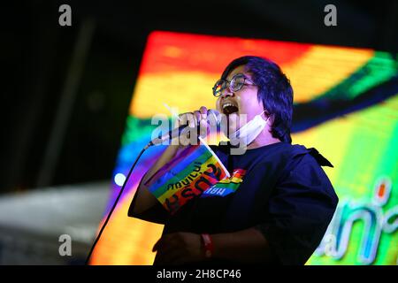 28 novembre 2021, Bangkok, Bangkok, Thaïlande: Le LGBTQ s'est réuni sur la route de Ratchaprasong pour demander et faire campagne pour un mariage égal en travaillant ensemble pour faire pression en faveur d'un amendement à la loi thaïlandaise sur le mariage qui ne limite pas le genre aux hommes et aux femmes.(Credit image: © Kan Sangtong/Pacific Press via ZUMA Press Wire) Banque D'Images