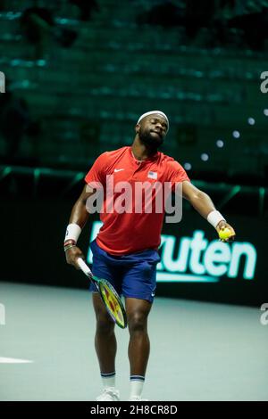 Frances Tiafoe des États-Unis pendant la coupe Davis 2021, événement de tennis entre les États-Unis et la Colombie le 28 novembre 2021 à Pala Alpitour à Turin, Italie - photo: Nderim Kacili/DPPI/LiveMedia Banque D'Images