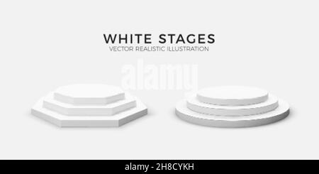 Podium rond et hexagonel.Modèle de plate-forme vide pour la publicité produit.Illustration vectorielle Illustration de Vecteur