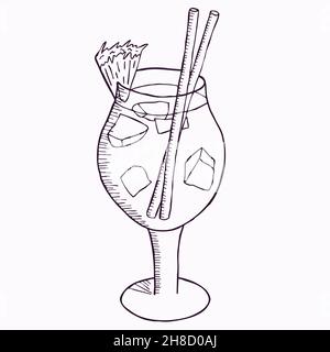 Le cocktail de pina colada avec glace est isolé sur fond blanc.Illustration du vecteur de stock. Illustration de Vecteur