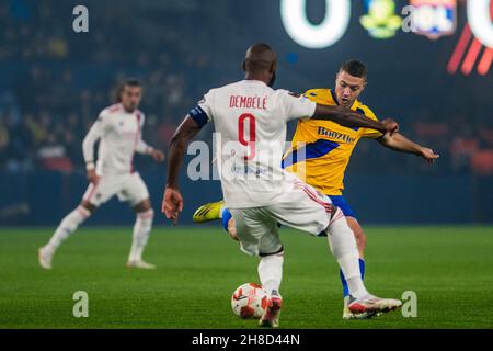 Broendby, Danemark.25 novembre 2021.Josip Radoch (22) de Broendby SI vu pendant le match de l'UEFA Europa League entre Broendby IF et Lyon à Broendby Stadion à Broendby.(Crédit photo: Gonzales photo - Robert Hendel). Banque D'Images