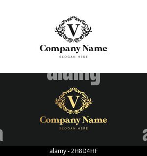 Logo lettre V de luxe.Modèle de logo de luxe en vecteur pour Restaurant, Royalty, Boutique, café, Hôtel, bijoux, mode Illustration de Vecteur