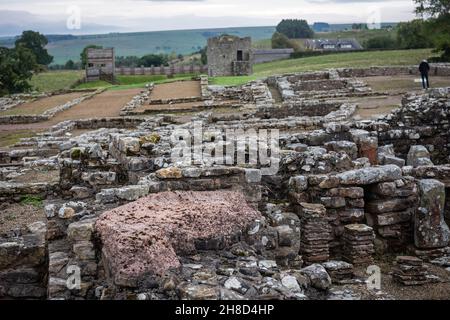 Fort romain de Vindolanda et village près du mur d'Hadrien, Northumberland, Royaume-Uni Banque D'Images