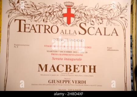 Milan -Teatro alla Scala Présentation de la première - Macbeth- dans la photo: Affiche Banque D'Images