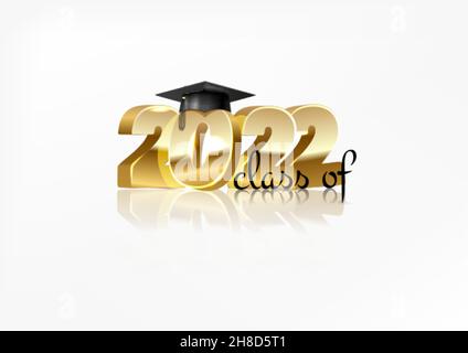 affiche de félicitations classe 2022 diplômé sur fond blanc. vector Illustration de Vecteur