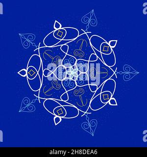 Motif abstrait coloré sur fond bleu.Fête traditionnelle de Noël, fête du nouvel an décoration symbole. Banque D'Images