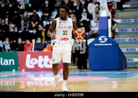 Retin OBASOHAN (32) de Belgique lors de la coupe du monde de basket-ball 2023 de la FIBA, qualifications européennes, 1er tour Groupe A match de basket-ball entre la Belgique et la Serbie le 28 novembre 2021 à la Mons Arena à Mons, Belgique - photo: Ann-dee Lamour/DPPI/LiveMedia Banque D'Images