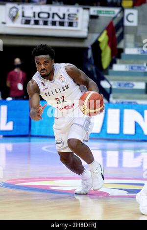 Retin OBASOHAN (32) de Belgique lors de la coupe du monde de basket-ball 2023 de la FIBA, qualifications européennes, 1er tour Groupe A match de basket-ball entre la Belgique et la Serbie le 28 novembre 2021 à la Mons Arena à Mons, Belgique - photo: Ann-dee Lamour/DPPI/LiveMedia Banque D'Images