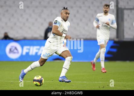 Dimitri Payet de Marseille lors du championnat français Ligue 1 de football entre l'Olympique de Marseille et ESTAC Troyes le 28 novembre 2021 au stade Orange Velodrome de Marseille, France - photo : Jean Catuffe/DPPI/LiveMedia Banque D'Images