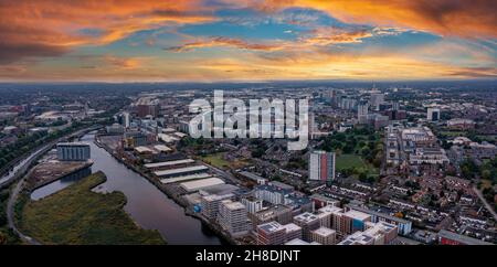 Vue aérienne de la ville de Manchester au Royaume-Uni Banque D'Images