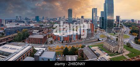 Vue aérienne de la ville de Manchester au Royaume-Uni Banque D'Images