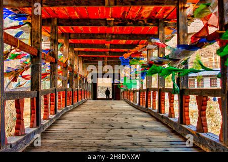 Pont de Nyamai Zam, Paro, Bhoutan Banque D'Images