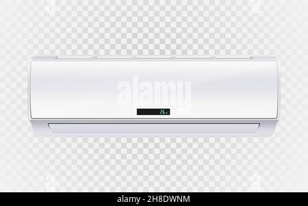 Illustration vectorielle du climatiseur isolée sur fond transparent, illustration 3d réaliste Illustration de Vecteur