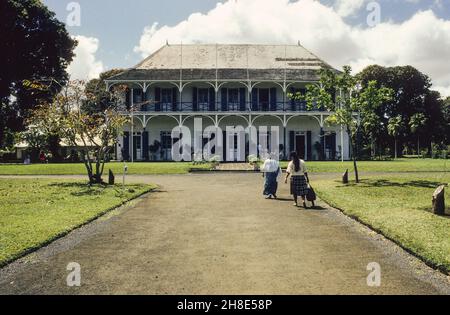 Le manoir colonial français du nom de mon plaisir au jardin botanique Sir Seewoosagur Ramgoolam à Maurice. Banque D'Images