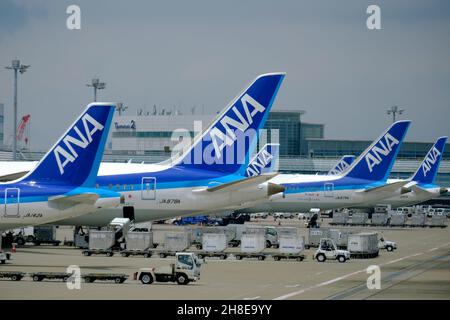 Tokyo, Japon. 15 juillet 2021. Tous les avions Nippon Airways (ANA) vus à l'aéroport international de Tokyo, communément appelé aéroport Haneda de Tokyo. Crédit : SOPA Images Limited/Alamy Live News Banque D'Images