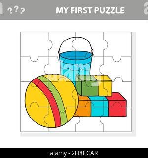 Jouets pour enfants de jardin d'enfants, vecteur.Puzzle pour enfants.Mon premier puzzle Illustration de Vecteur