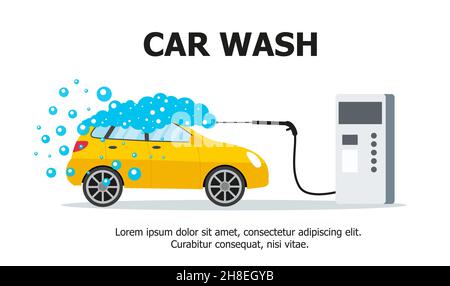 Service de lavage de voiture.Illustrations Web de style plat.SPE 10 Illustration de Vecteur
