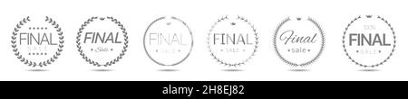 Solde ensemble d'étiquettes pour couronne de Laurier gris Illustration de Vecteur
