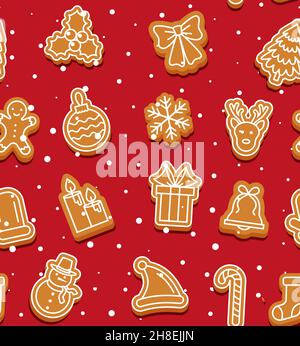 Motif de noël vectoriel sans coutures dans des biscuits Illustration de Vecteur