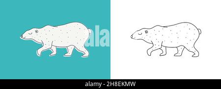 Polar bear. Northern animal. Travel and trips symbol. Camping element for print. Sticker, doodle pin, patch. Doodle Teddy icon. Illustration de Vecteur