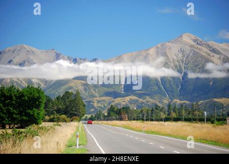 State Highway 73, District de Selwyn, Canterbury, île du Sud, Nouvelle-Zélande Banque D'Images