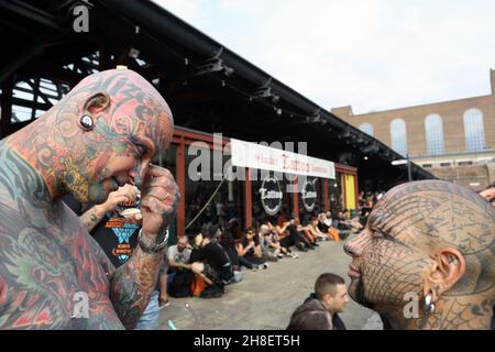 Convention internationale des tatouages de Londres à Tobacco Dock, Royaume-Uni Banque D'Images