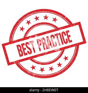 Texte DE PRATIQUE EXEMPLAIRE écrit sur un timbre rouge rond en caoutchouc vintage. Banque D'Images