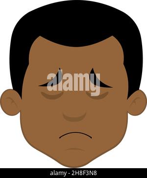 Illustration vectorielle du visage d'un homme de dessin animé avec une expression triste Illustration de Vecteur