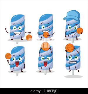 Un personnage de dessin animé talentueux et succulent, le Blueberry, en tant qu'athlète de basket-ball.Illustration vectorielle Illustration de Vecteur