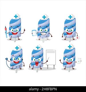 Médecin de profession émoticône avec bonbons délicieux blueberry personnage de dessin animé.Illustration vectorielle Illustration de Vecteur