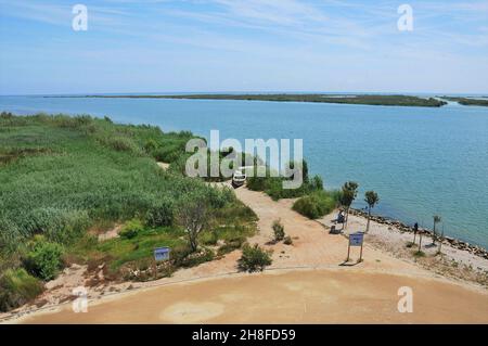 Embouchure de l'Èbre dans la région de Baix Ebre province de Tarragone, Catalogne, Espagne Banque D'Images