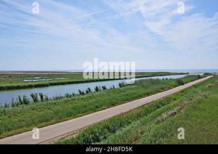 Embouchure de l'Èbre dans la région de Baix Ebre province de Tarragone, Catalogne, Espagne Banque D'Images