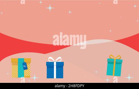 Trois cadeaux sur fond abstrait avec étoiles Illustration de Vecteur