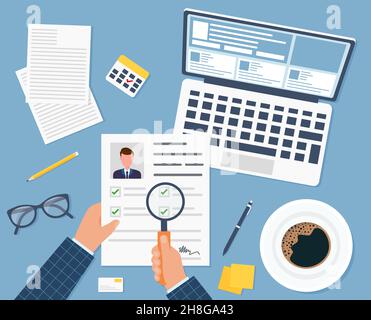 Concept d'entrevue d'emploi.Résumé du travail, illustration du CV personnel.SPE 10 Illustration de Vecteur