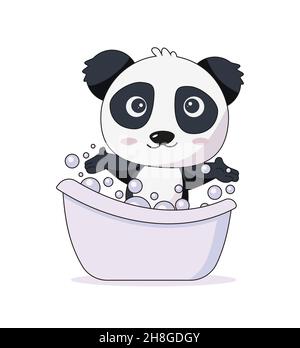 Joli panda baigne dans le bain vecteur illustration EPS 10 Illustration de Vecteur