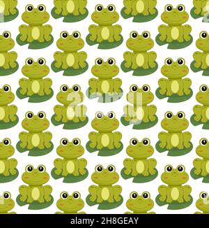 Illustration vectorielle d'un motif sans couture dans un style de dessin animé grenouille Illustration de Vecteur