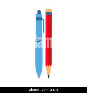 Crayon et stylo école articles isolés sur fond blanc EPS 10 Illustration de Vecteur