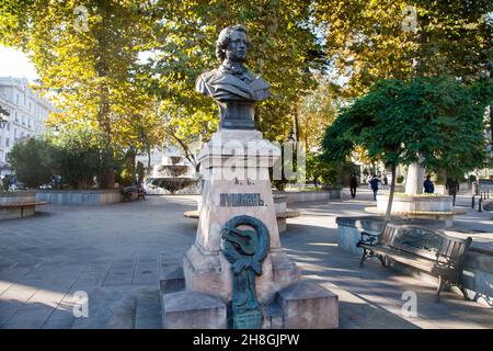 Tbilissi, Géorgie - 5-11-2016:Monument du poète Alexandre Pouchkine à Tbilissi Banque D'Images