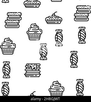 Dessert Delicious Food Vector Seamless Pattern Illustration de Vecteur