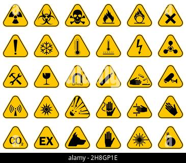 Jeu de panneaux de détresse.Attention danger symbole, illustration vectorielle, jeu d'icônes isolé. Illustration de Vecteur