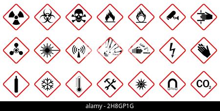 Jeu de panneaux de détresse.Attention danger symbole, illustration vectorielle, jeu d'icônes isolé. Illustration de Vecteur