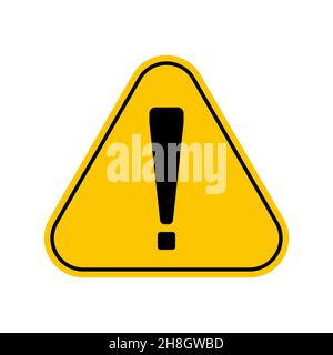 Panneau d'avertissement de danger avec point d'exclamation, triangle jaune symbole d'avertissement, isolé sur fond blanc, icône vectorielle Illustration de Vecteur