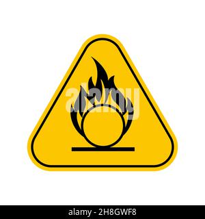 Symbole d'avertissement de danger d'oxydation , symbole d'avertissement triangle jaune, isolé sur fond blanc, icône de vecteur Illustration de Vecteur