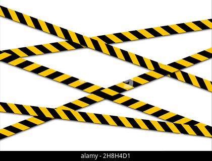 Jeu de bandes d'avertissement isolées sur fond blanc.Jaune avec ligne de police noire et ruban de danger.Illustration vectorielle Illustration de Vecteur