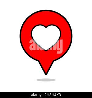 Pointeur de carte avec l'icône en forme de cœur. Vector illustration Illustration de Vecteur