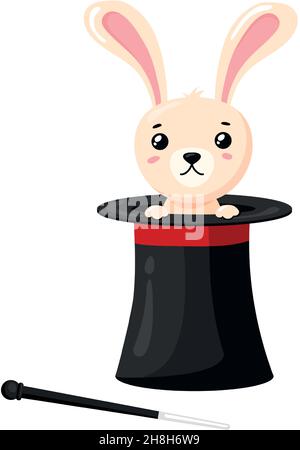 Chapeau de lapin.Chapeaux magiciens avec oreilles de lapin, illustration vectorielle isolée sur fond blanc Illustration de Vecteur