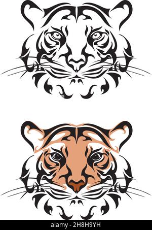 image de portrait de tigre pour marque, logo, illustration, noir et couleur, éléments de dessin des illustrations vectorielles de tigre Illustration de Vecteur