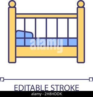 Icône de couleur RVB lit bébé nouveau-né Illustration de Vecteur