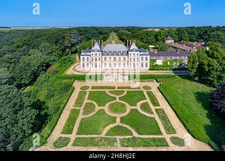 France, Essonne, Saint-Jean-de-Beauregard, le château (vue aérienne) Banque D'Images