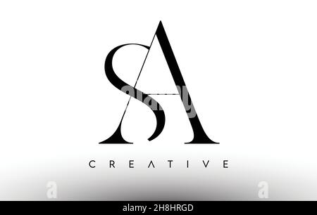 Sa minimaliste Serif Modern Letter logo en noir et blanc.Sa Creative Serif logo Design icône symbole vecteur de marquage Illustration de Vecteur